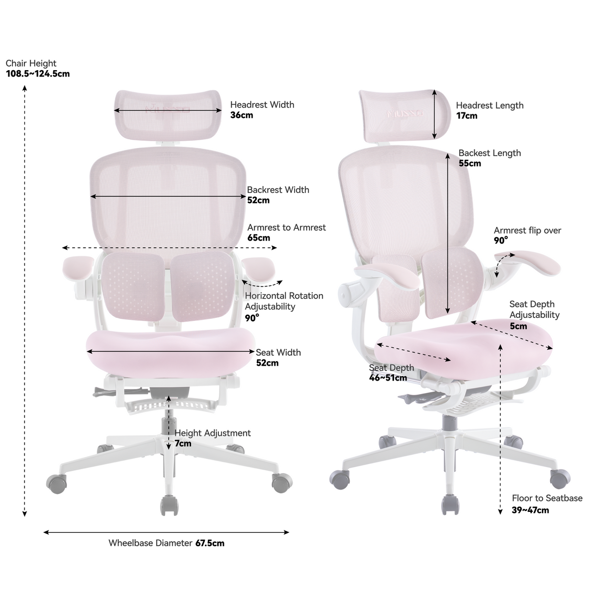 MUSSO E80 Air AeroFemme Ergonomic Office Chair